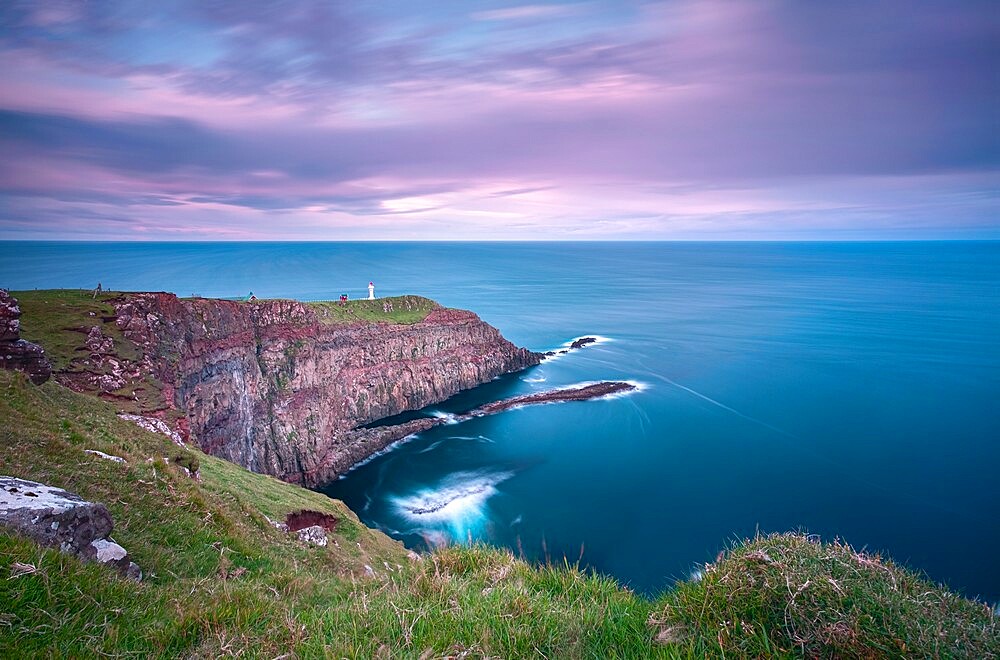 Long exposure at Akraberg Lighthouse in Suduroy, Faroe Islands, Denmark, Europe