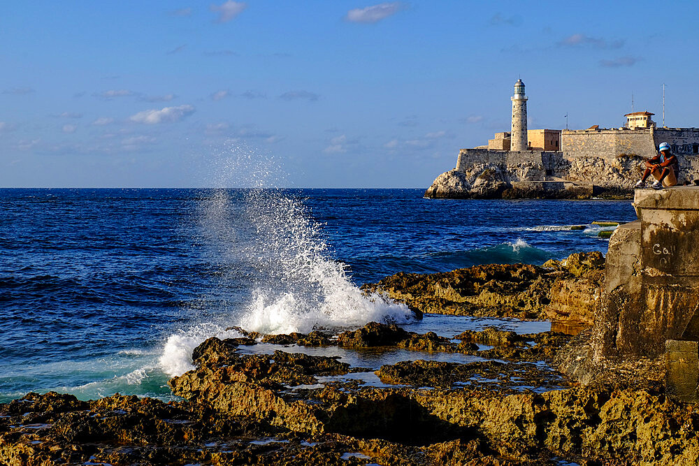 Morro Castle and lighthouse guard the entrance to Havana Bay, Havana, Cuba, West Indies, Central America