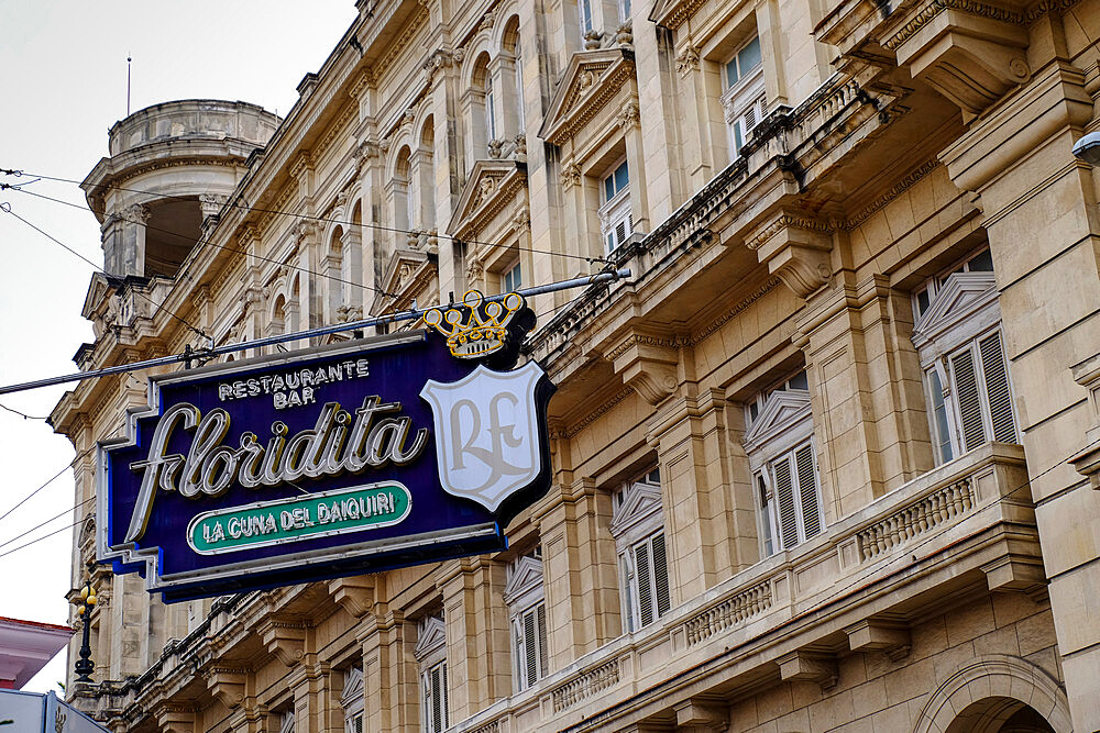 Neon sign of historic Floridita Bar in Havana, Havana, Cuba, West Indies, Central America