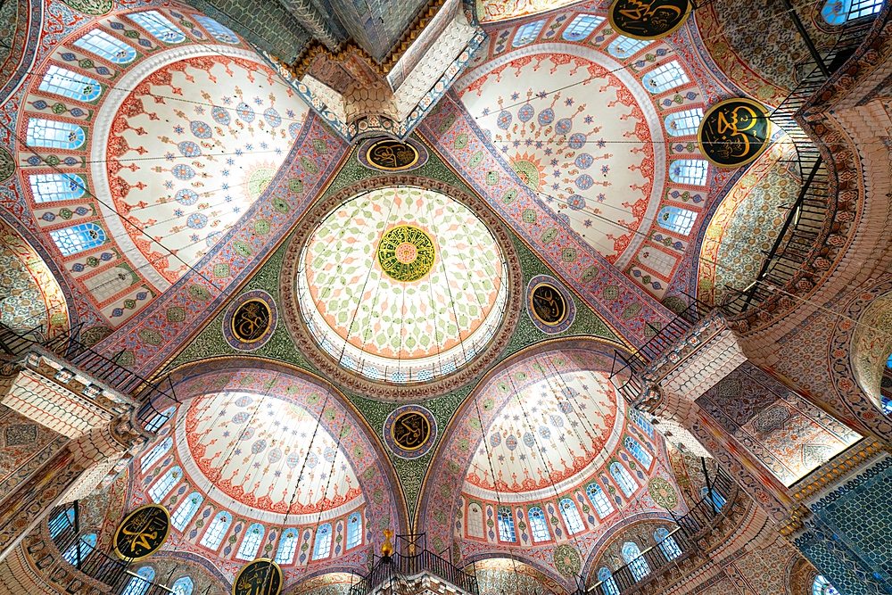 Yeni mosque interior ceiling in Istanbul, Turkey