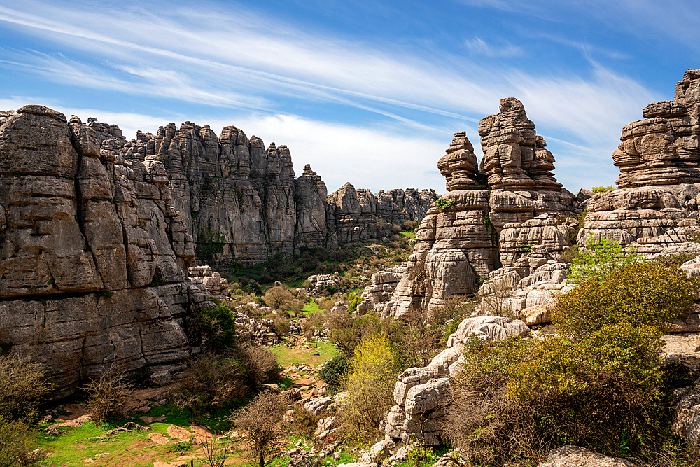 Limestone rock formations in El Torcal de Antequera nature reserve, Andalusia, Spain, Europe