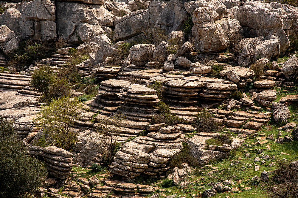 Limestone rock formations in El Torcal de Antequera nature reserve, Andalusia, Spain, Europe