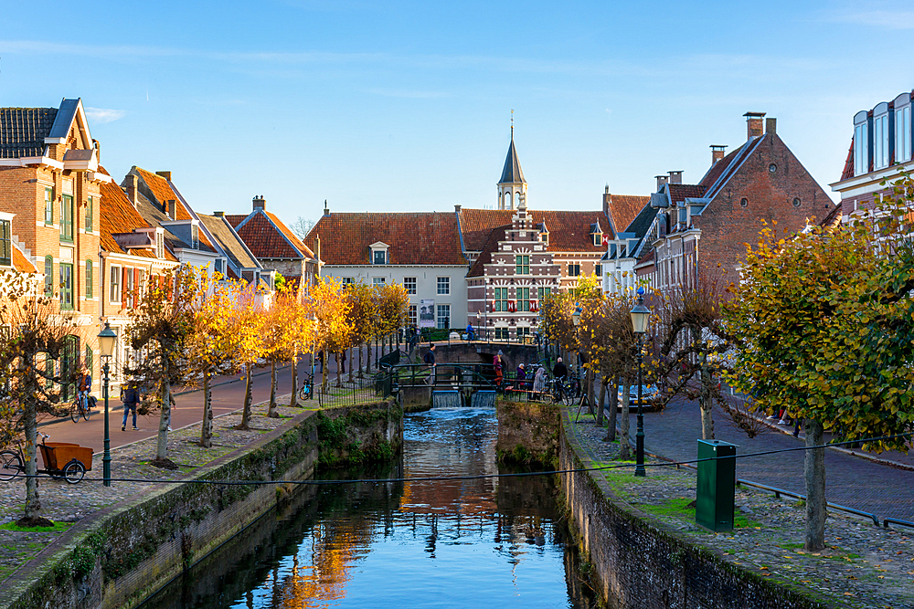 Amersfoort canal with traditional Dutch buildings on the margins, Amersfoort, Utrecht Province, The Netherlands, Europe