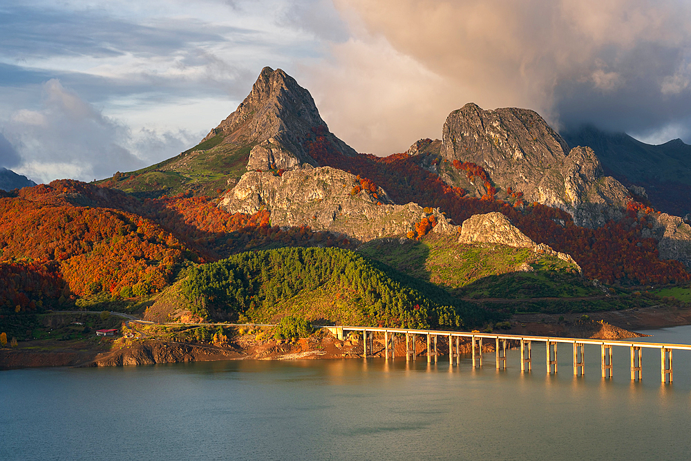 Mountain range landscape during Autumn in Picos de Europa National Park, Spain, Europe