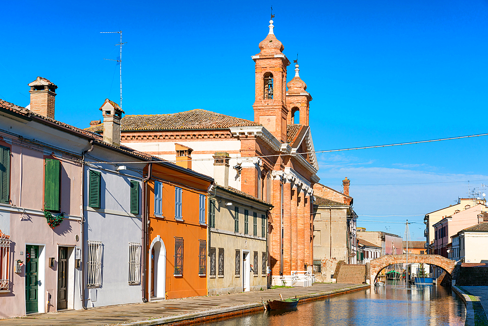 Delta Antico Museum antique building with Bridge of the Cops, Comacchio, Emilia-Romagna, Italy, Europe