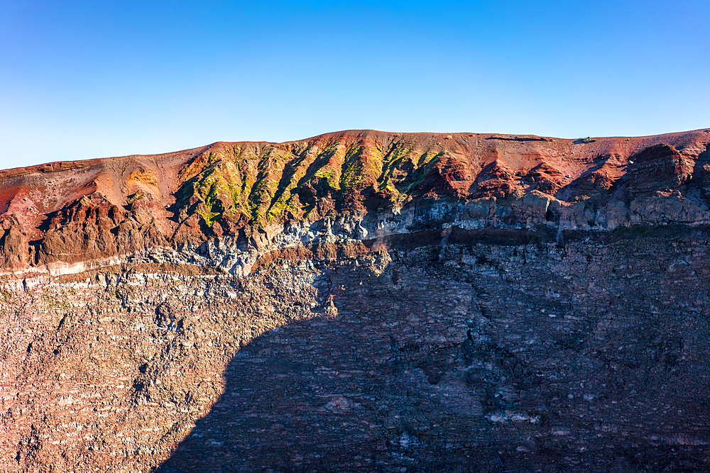 Mount Vesuvius volcano crater red rock landscape in Naples, Italy