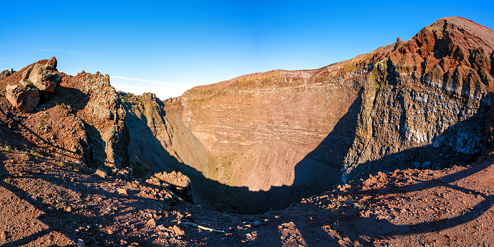 Mount Vesuvius volcano crater red rock landscape in Naples, Italy