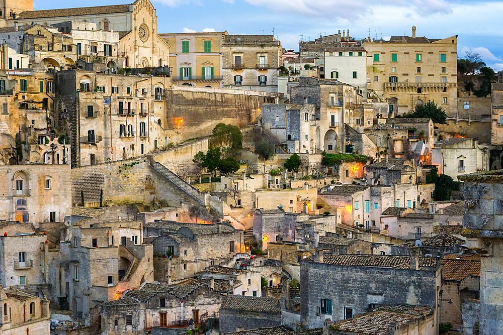 Matera ancient city traditional stone houses in detail, in Italy