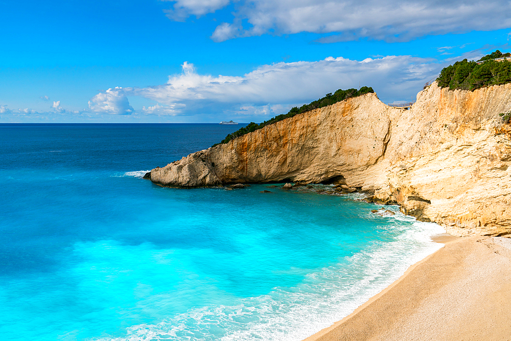 Porto Katsiki beach with turquoise water in Lefkada island, in Greece