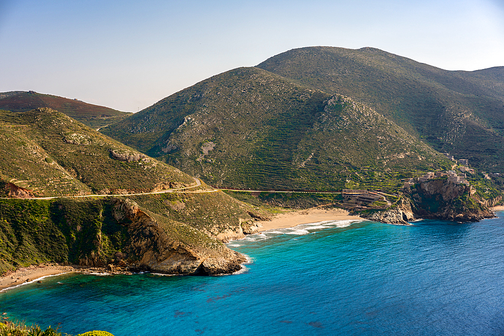 Marmari beach with turquoise sea water in Mani Peninsula, Greece