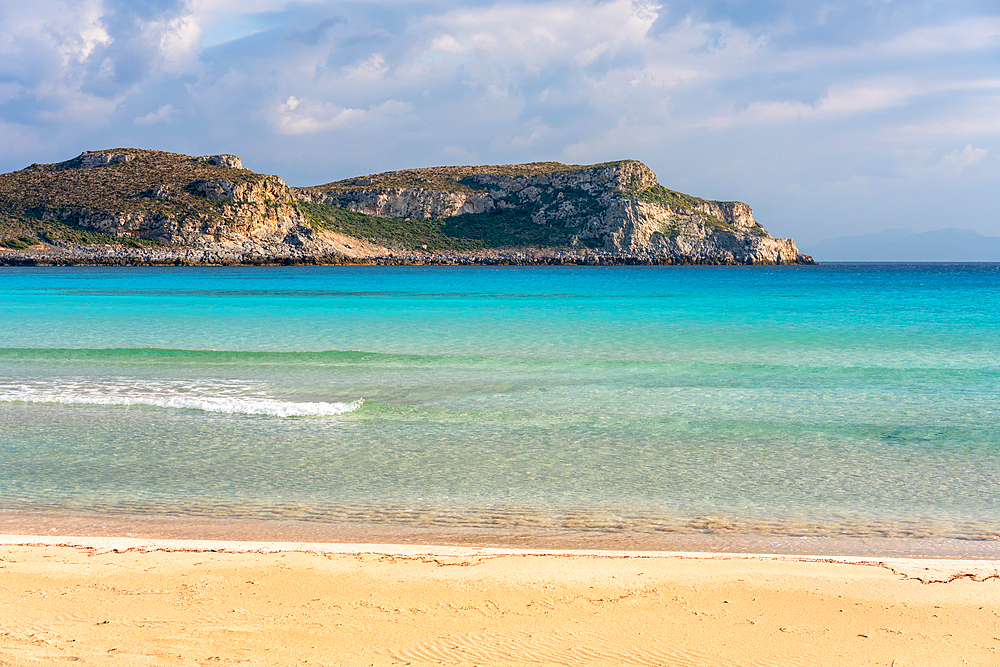 Simos beach in Elafonisos island at sunset, in Greece