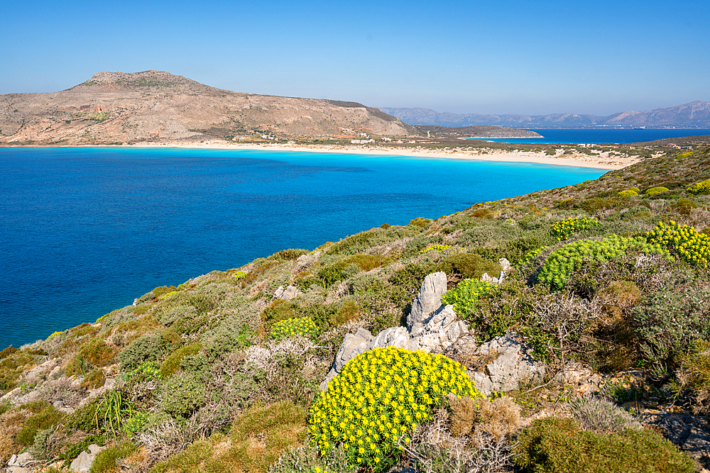 Simos beach with turquoise water in Elafonisos island, Greece