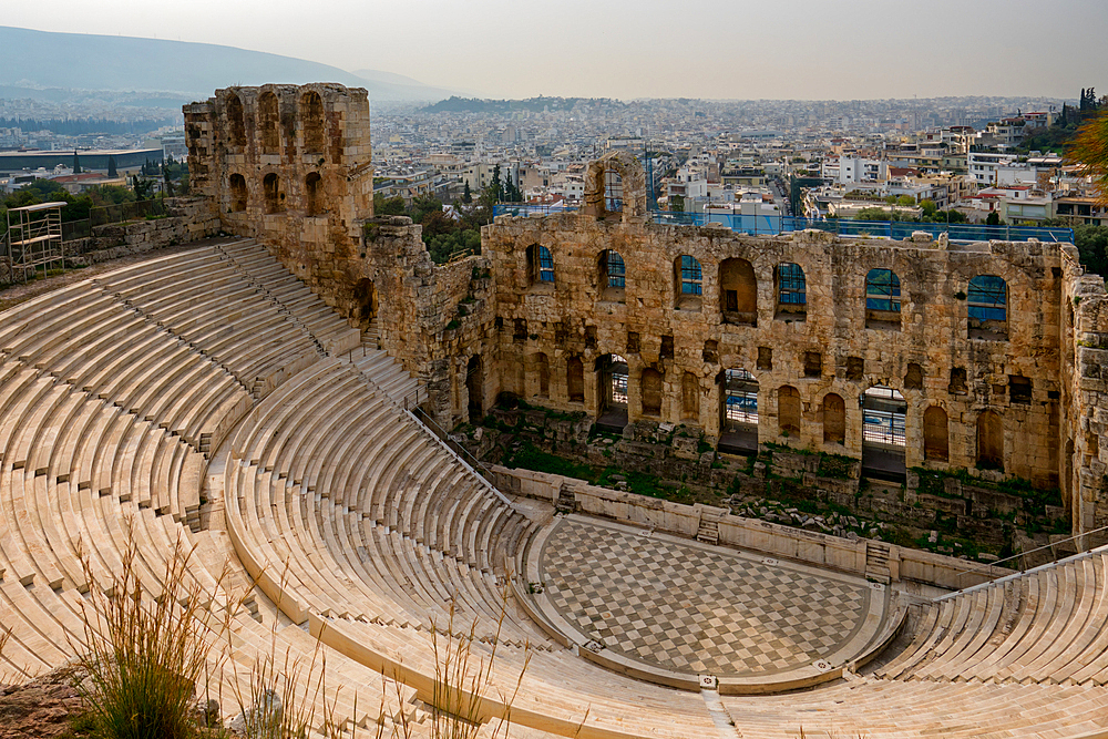 Odeon of Herodes Atticus ancient open theater in Athens Acropolis in Greece