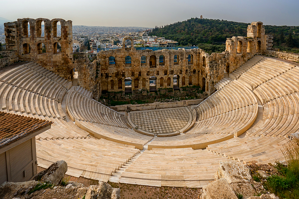 Odeon of Herodes Atticus ancient open theater in Athens Acropolis in Greece