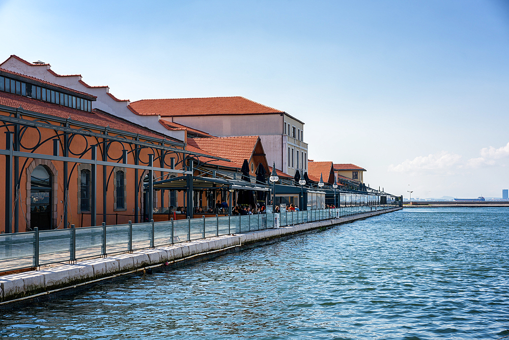 Restaurants in Konak pier in the city of Izmir, Turkey