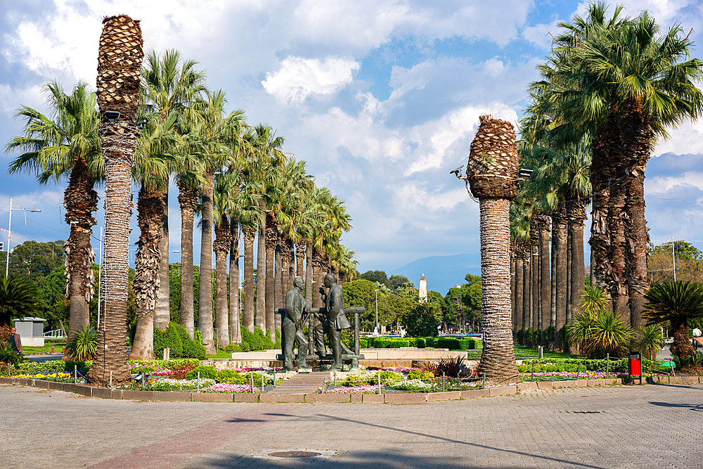 Ataturk and Ismet Inonu statue in Culture park in Izmir, Turkey