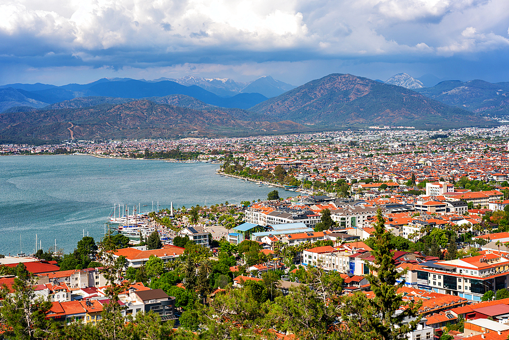 Fethiye city view on a sunny day in Turkey