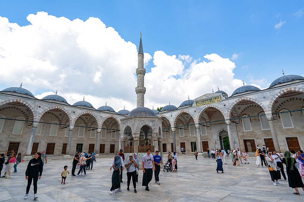 Blue mosque with beautiful minaret tower in Istanbul, Turkey