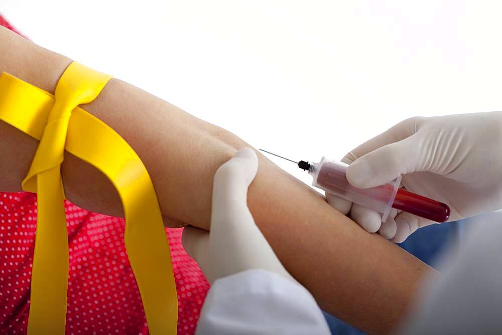 Blood specimen in a woman