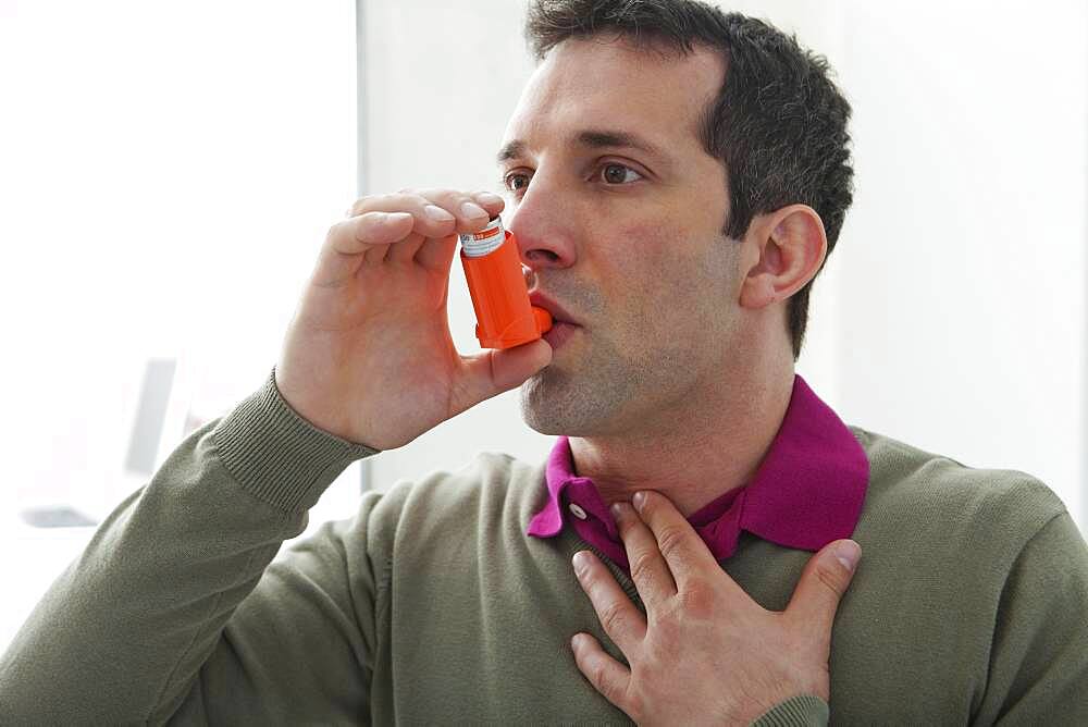 Asthma treatment, man