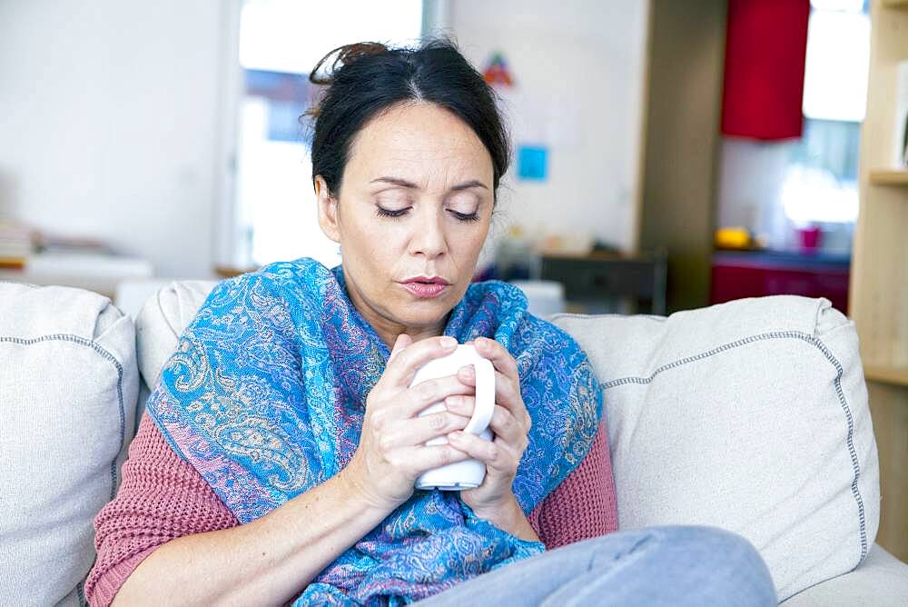 Woman with hot drink