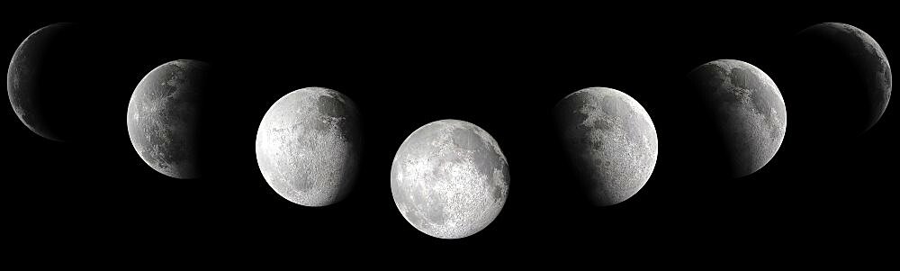 All the moon phases panoramic showing crater detail