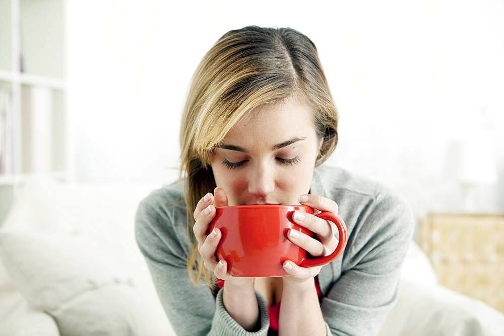 Woman with hot drink