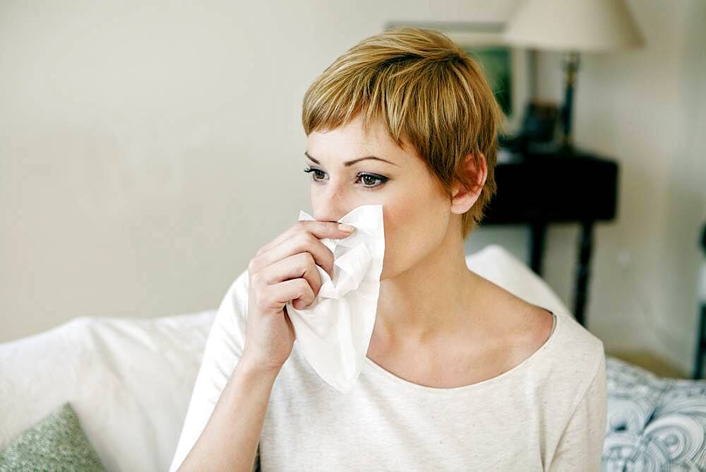 Woman  with rhinitis