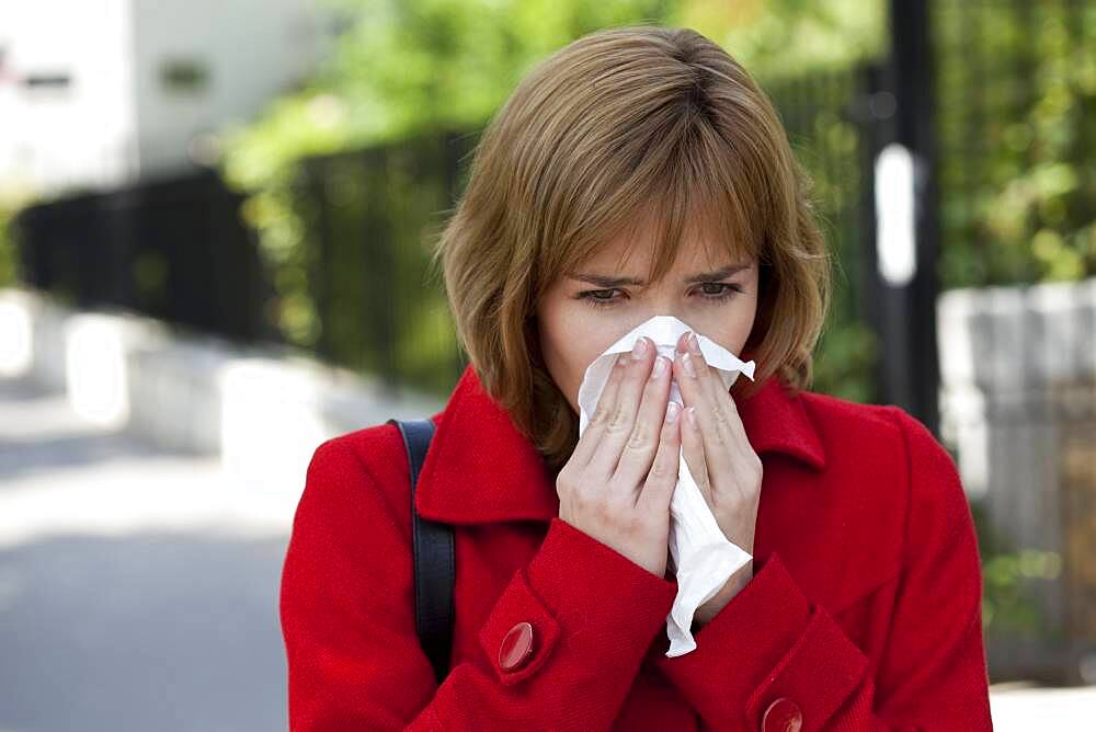 Woman  with rhinitis