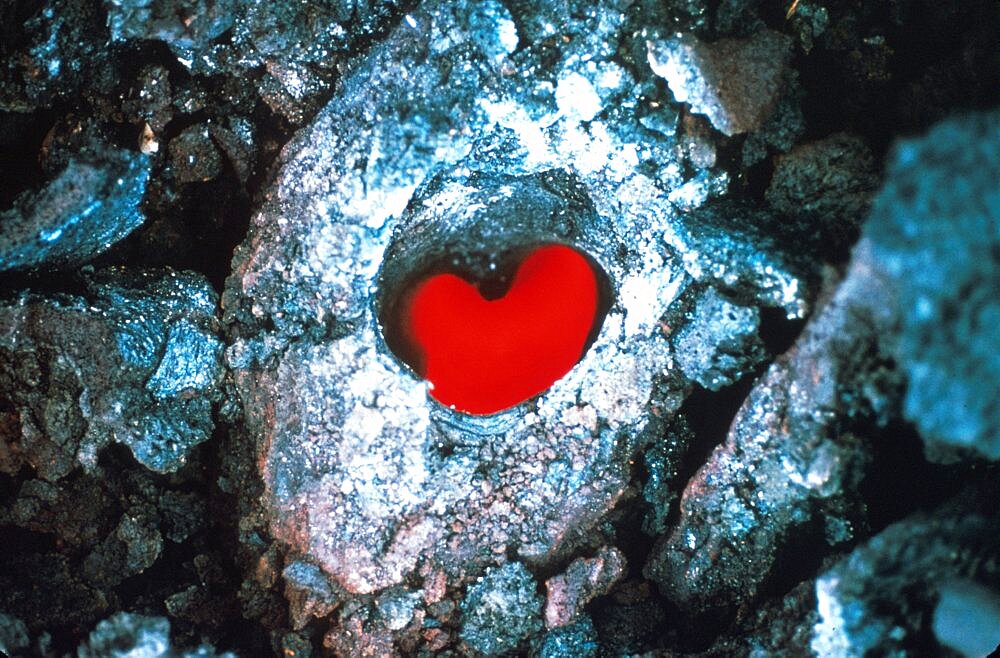 Heart-Shaped Glowing Tree Mold, Kilauea Volcano