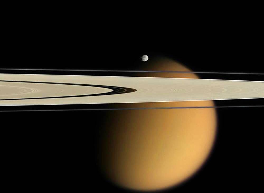 Saturn's Ring with Titan and Epimetheus