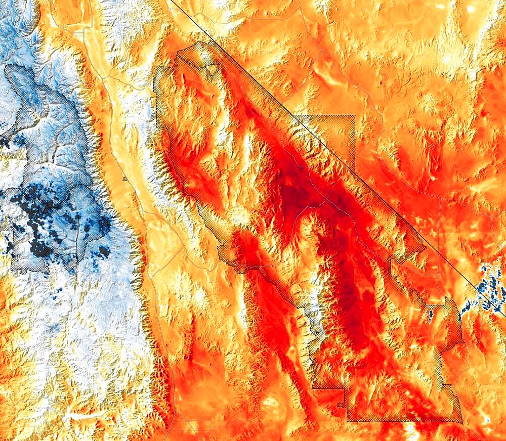 Hottest Temperatures Recorded at Death Valley, Satellite Data Map