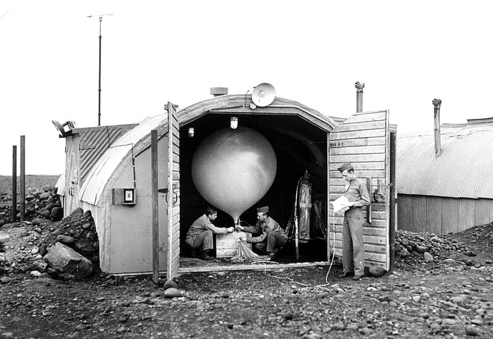 Launching Weather Balloon, 1944