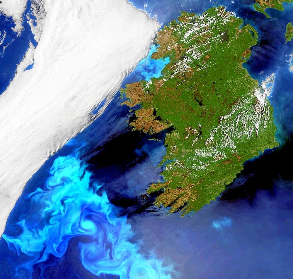 Phytoplankton bloom off Ireland, satellite image