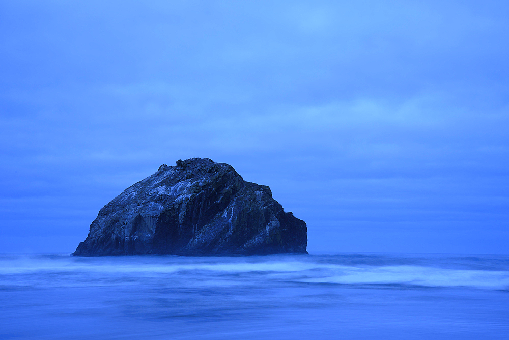 Face Rock at dusk; Bandon Beach, southern Oregon Coast.