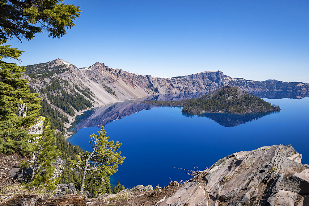 Crater Lake National Park, Oregon; view from Discovery Point Trail.