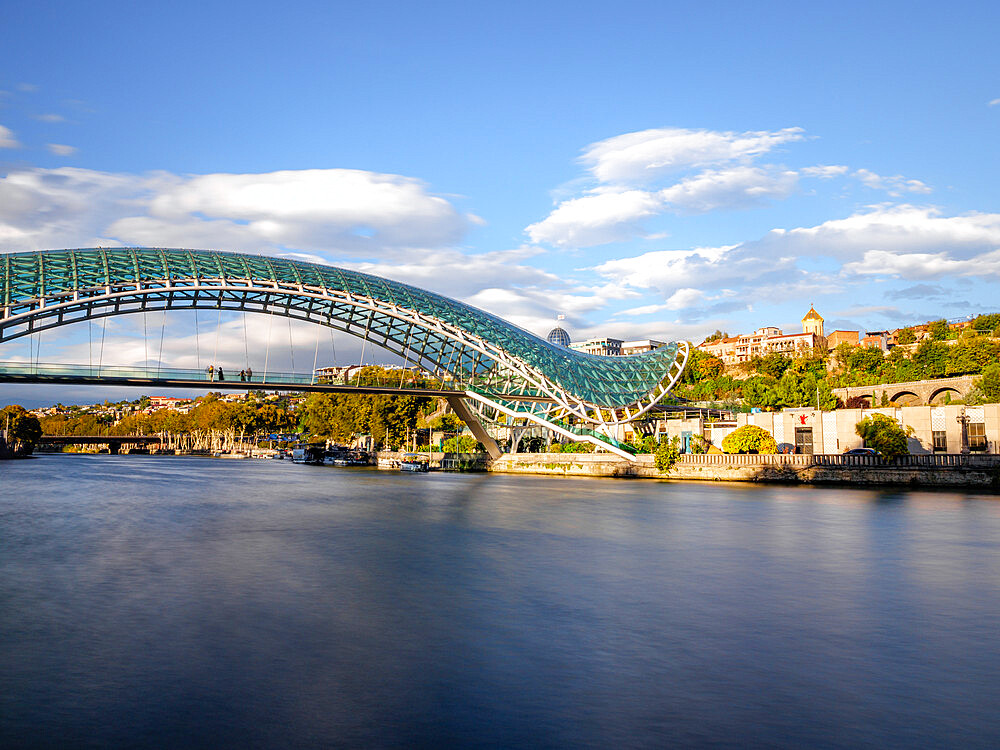 Peace Bridge at sunset, Tbilisi, Georgia (Sakartvelo), Central Asia, Asia