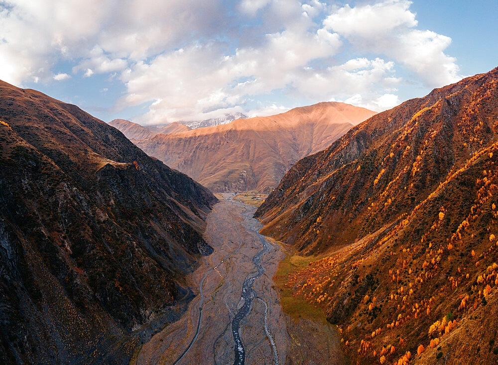 The river going through Artkhmo Valley, Kazbegi, Georgia (Sakartvelo), Central Asia, Asia