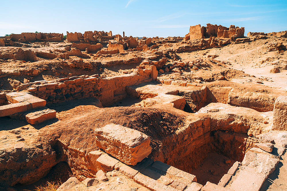 Ruins of the ancient village of Germa, capital of the Garamantes empire, in the Fezzan region, Libya, North Africa, Africa