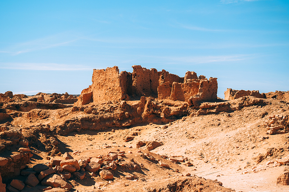 Ruins of the ancient village of Germa, capital of the Garamantes empire, in the Fezzan region, Libya, North Africa, Africa