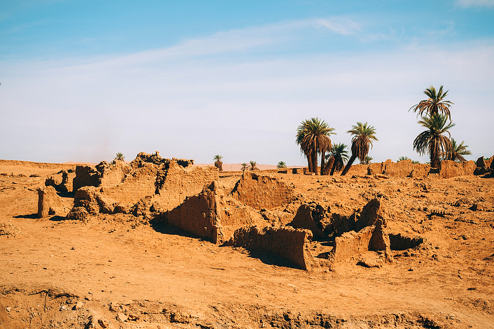 Ruins of the ancient village of Germa, capital of the Garamantes empire, in the Fezzan region, Libya, North Africa, Africa