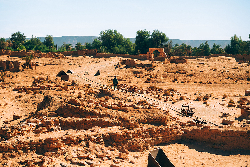 Ruins of the ancient village of Germa, capital of the Garamantes empire, in the Fezzan region, Libya, North Africa, Africa