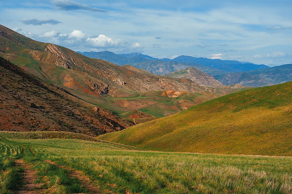 Hiking in Vayots Dzor, known for its red-hued mountains, Armenia (Hayastan), Caucasus, Central Asia, Asia