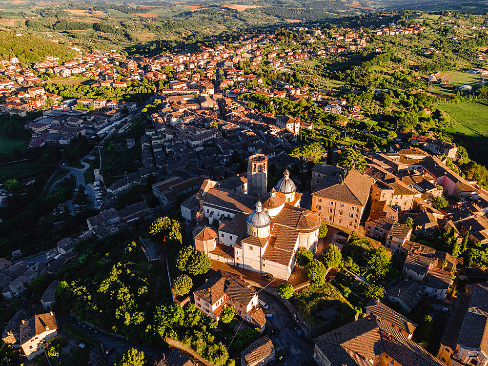 Aerial view of the cityscape of Amelia's Old Town, Amelia, Umbria, Italy, Europe