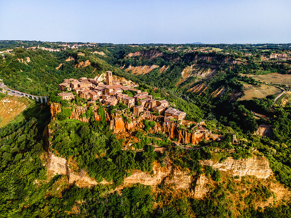 Aerial view of Civita di Bagnoregio, The Dying City, Lazio, Italy, Europe