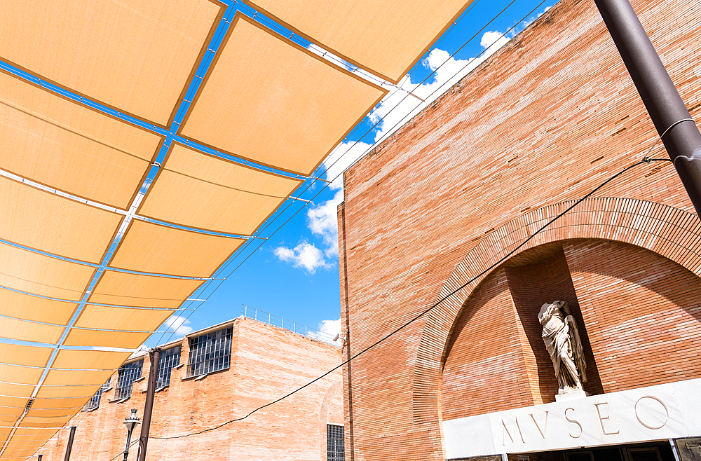 Facade of the Museo Nacional de Arte Romano (National Museum of Roman Art), Merida, Extremadura, Badajoz, Spain, Europe