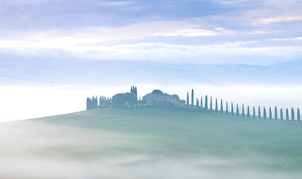 Misty morning in the Val D'orcia, Tuscany, Italy