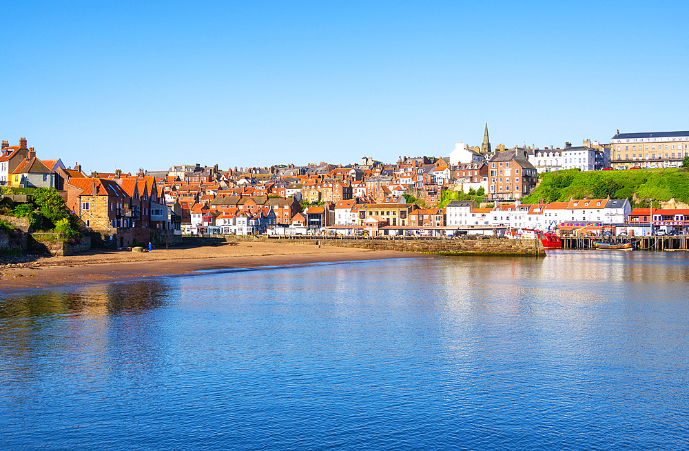 Early summer morning in the seaside town of Whitby, North Yorkshire, England