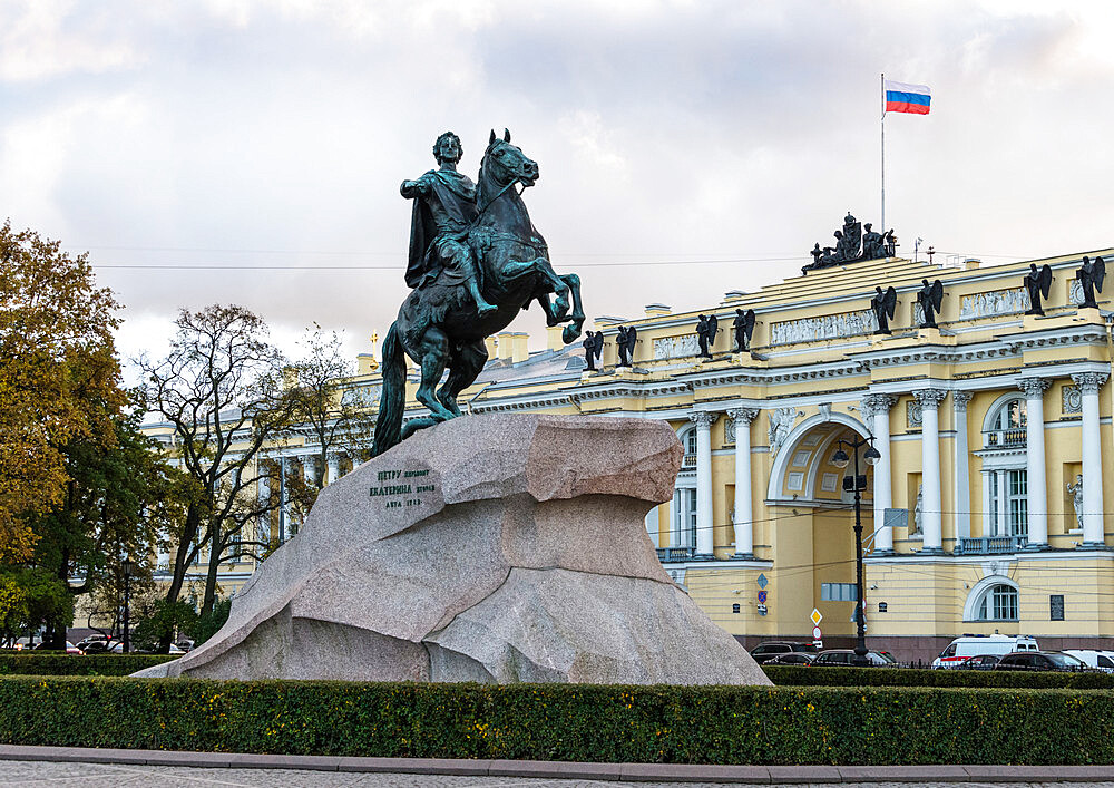 Bronze Horseman, a monument to the Peter the Great on the Senatskaia Ploshchad, St. Petersburg, Russia, Europe