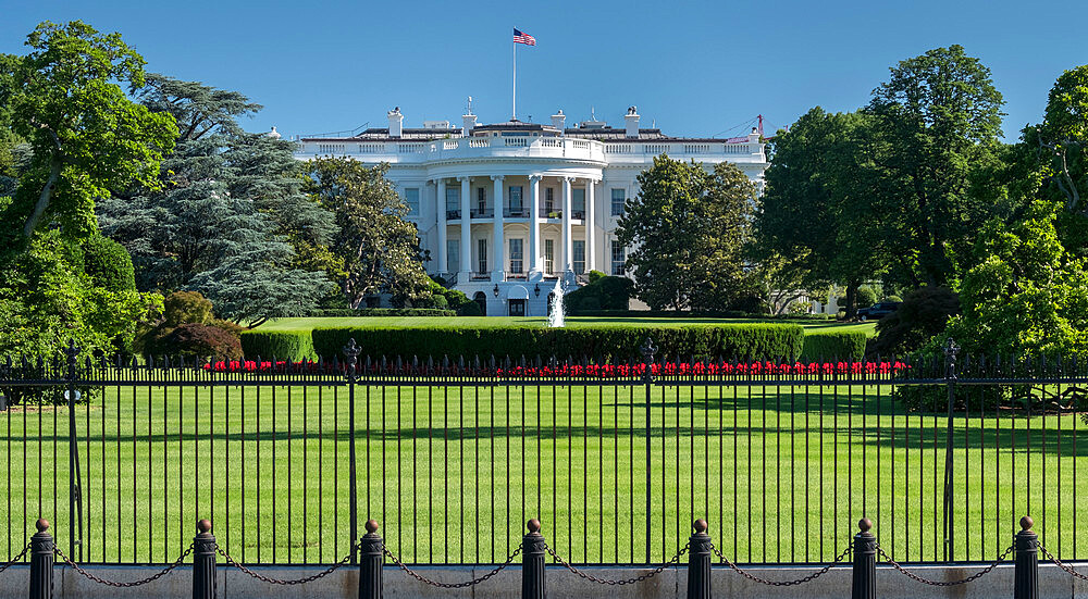 The South Portico of The White House, Washington DC, United States of America, North America